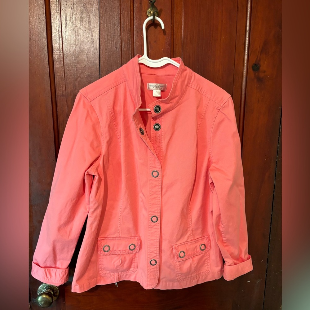 Christopher & Banks melon color lightweight jacket/ blazer two front pockets LP